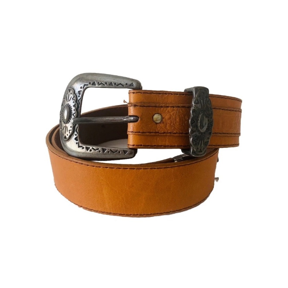 Vintage Tequila Leather Waist Belt Size 26-28 Tan Bohemian Western Rodeo